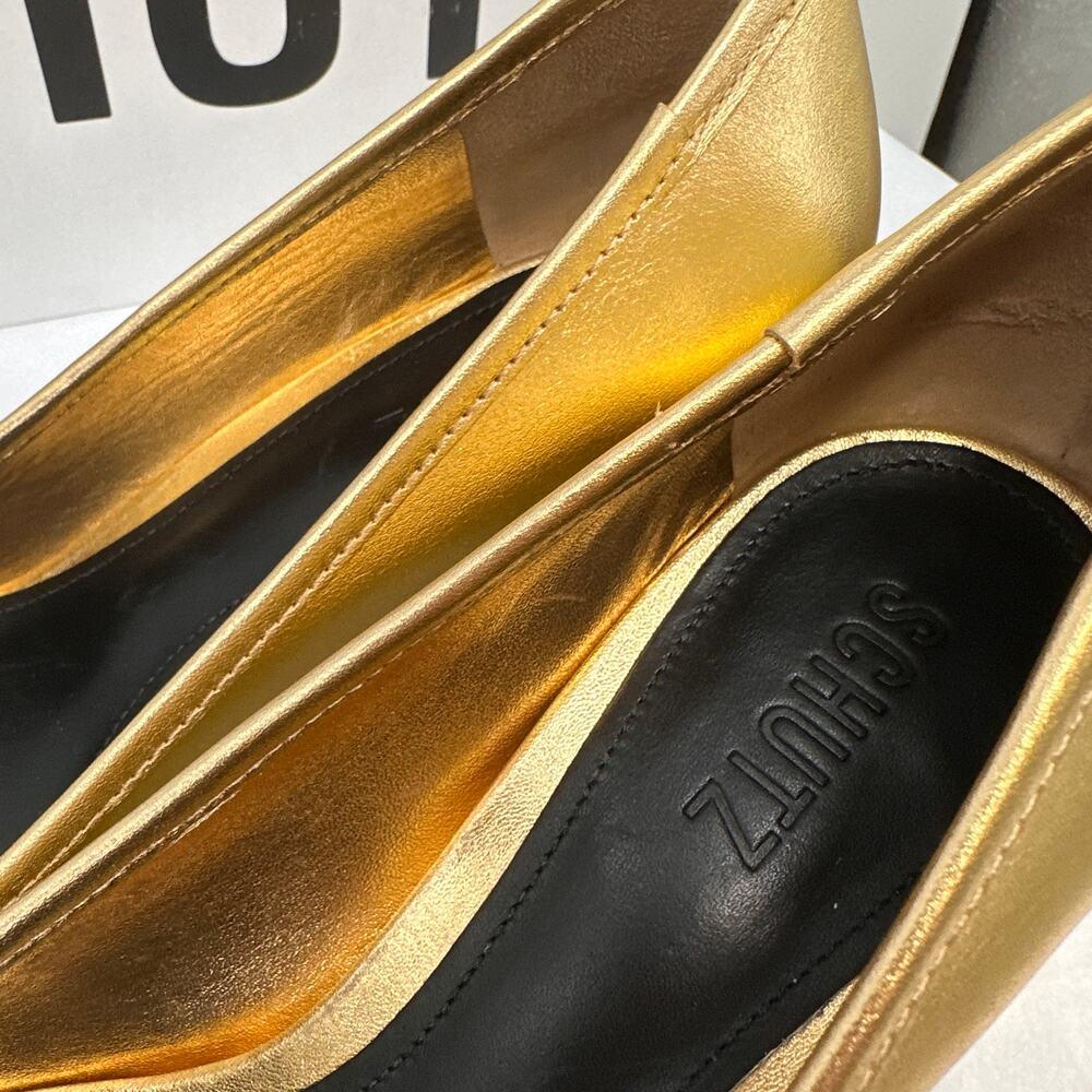 SCHUTZ New in Box Arissa Block Cap Toe Heel in Black & Gold // 8.5 - Picture 6 of 12